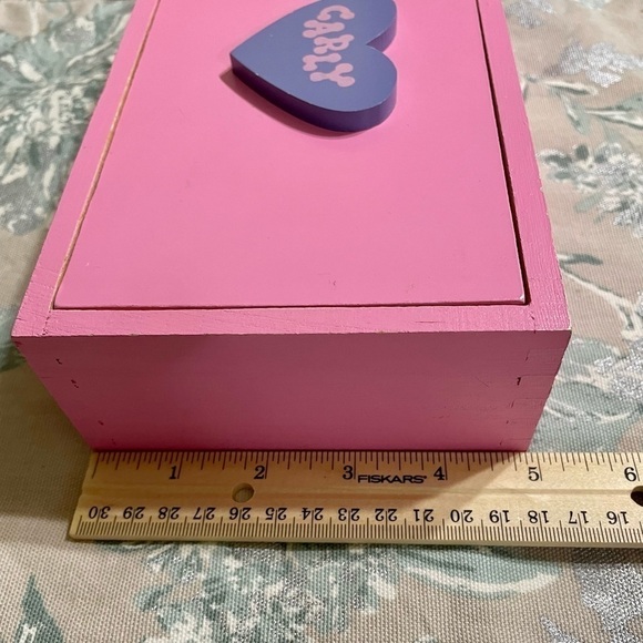 Trinket Box Hand Painted Pink & Purple Wooden Carly Heart Vintage 80s - Picture 6 of 8
